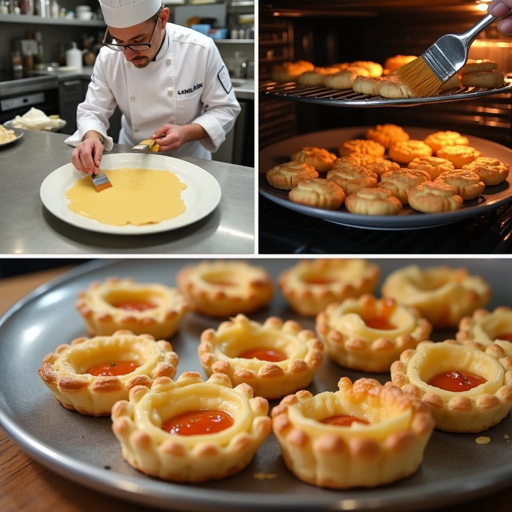Golden, flaky chicken and cheese jalousie recipe served on a plate with fresh herbs, showcasing a delicious homemade pastry.